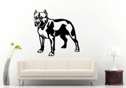 Pitbull Pit-Bull Standing Stands Fighting Dog Animal Best Friend Wall Decal Vinyl Sticker Mural Room Decor L1023 - thumbnail 1