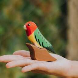 Handcrafted Lovebird Wooden Toy, Rustic Bird Decor, Unique Gift For Lovers, Toy Pretend Play, Figurine Christmas - thumbnail 3