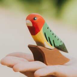 Handcrafted Lovebird Wooden Toy, Rustic Bird Decor, Unique Gift For Lovers, Toy Pretend Play, Figurine Christmas - thumbnail 2