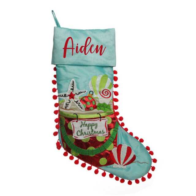 Personalised Pom Beach Christmas Stocking - image 1