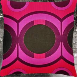 Porthole Retro Cushion 40 X cm - 50 Space Age Red Pink Black 60S 70S Lounge Cover Vintage Boho Pillowcase Geometric - thumbnail 3