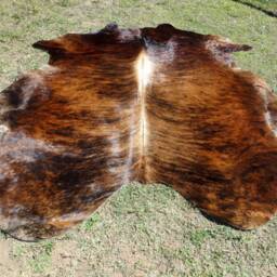 Brindle Redish Brown Large New Cowhide Rug Natural Hair On - 7x7 Ft Size Approx Tri-Color Brown Tones Extra Soft Carpet Cow Hide 6x6 Rs - thumbnail 3
