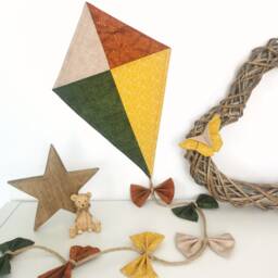 Woodland Nursery Kite Wall Hanging Autumnal Decor With Origami Butterfly, in Rich Earthy Tones - thumbnail 3