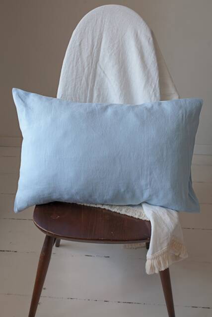 stonewashed Linen Pillowcase, Light Blue, Custom Size, Natural Pillow Covers - image 1
