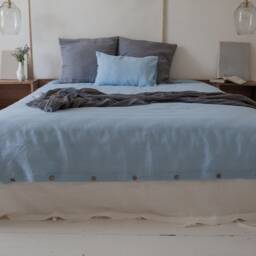 stonewashed Linen Pillowcase, Light Blue, Custom Size, Natural Pillow Covers - thumbnail 3