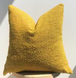 Mustard Boucle Textured Pillowcase, Fall Decor, Sherpa Yellow Pillow, Throw Pillow - thumbnail 1