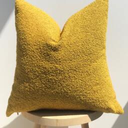 Mustard Boucle Textured Pillowcase, Fall Decor, Sherpa Yellow Pillow, Throw Pillow - thumbnail 3