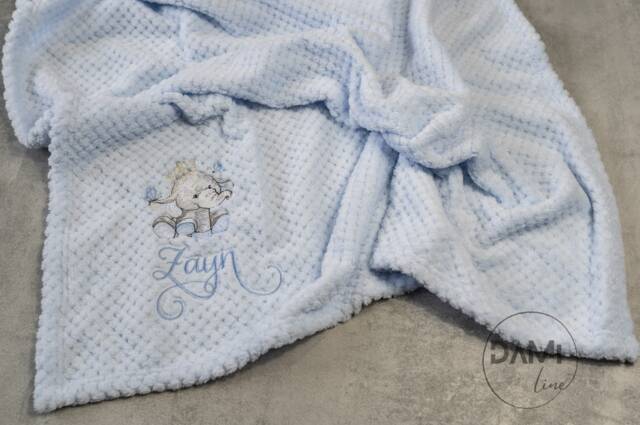 Personalised Baby Boy Blue Blanket - Newborn Gift Shower Present Custom Embroidered - image 1