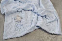 Personalised Baby Boy Blue Blanket - Newborn Gift Shower Present Custom Embroidered - thumbnail 1