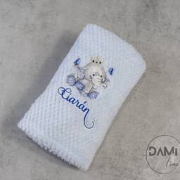 Personalised Baby Boy Blue Blanket - Newborn Gift Shower Present Custom Embroidered - thumbnail 3