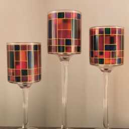 Stemmed Stained Glass Style Tealight Holders Set Of 3 - thumbnail 3