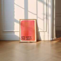 Let's Watch The Sunset Unframed Print - Colourful Poster Hand Drawn Art Orange Pink Prints Living Room Decor Abstract - thumbnail 3