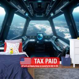 Spaceship Window View Wall Mural, Outer Space Kids Room Decor, Peel & Stick Wallpaper
