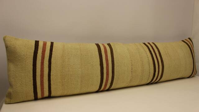 Extra Long Kilim Lumbar Pillow Cover, Vintage Wool - 12x48 - image 1