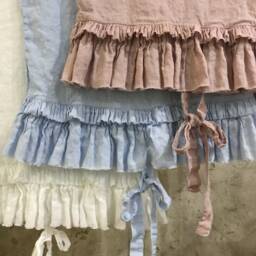 Dust Rose Linen Pillowcase Sauvage With Frayed Ruffles & Ties, Shabby Chic Bedding - thumbnail 4