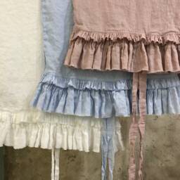Dust Rose Linen Pillowcase Sauvage With Frayed Ruffles & Ties, Shabby Chic Bedding - thumbnail 2