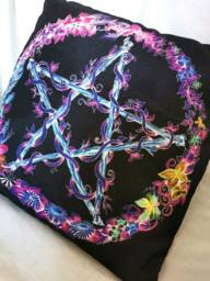 Dark Pentacle Cushion Cover Home Decor Scatter Pagan Wicca Witch Gardening Floral Gothic Sofa Bed Chair - thumbnail 1