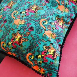 The Fox & Huntsman , Country Interiors, Living, Fox, Horse, Countryside, Velvet Cushion, Designer, Luxury Quirky, UK - thumbnail 3