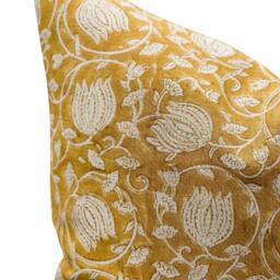 Designer Floral Yellow Mustard On Natural Linen Pillow Cover, Cover, Boho Pillow, Decorative Pillow Cover - thumbnail 2