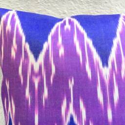 Silk Ikat Pillow Cover, Handwoven Decorative Cushion - 16x16 - thumbnail 2