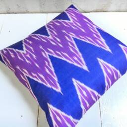 Silk Ikat Pillow Cover, Handwoven Decorative Cushion - 16x16 - thumbnail 4