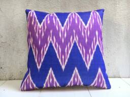 Silk Ikat Pillow Cover, Handwoven Decorative Cushion - 16x16