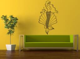Wall Decal Vinyl Sticker Decals Interior Decor Diy Free Shipping I Love The Sea Words Phrase Shell Beautiful Girl Mermaid L529 - thumbnail 1
