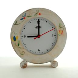 Handmade Wooden Desk Clock With Flowers, Folk Style, Silent - thumbnail 3