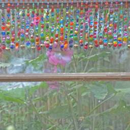 Handmade Beaded Valance Colorful Window Curtain With Bells - thumbnail 2