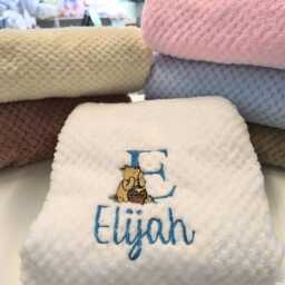 Personalised Winnie The Pooh Baby Blanket - Embroidered Name, Soft Polyester
