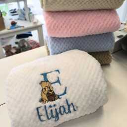 Personalised Winnie The Pooh Blanket For Baby - Embroidered Name & Initial New Shower Gift Ideas - thumbnail 2