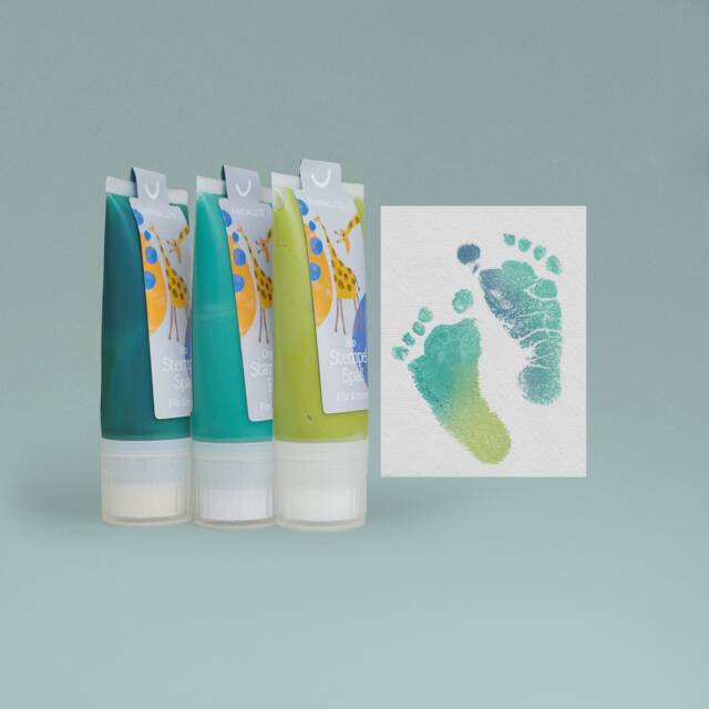 Jungle - Bermuda, Smaragd + Pistaccio - 3 Bio Babystempel Tube ?? 50Ml For Beautiful Hand - & Footprints Baby Imprint Kit - image 1