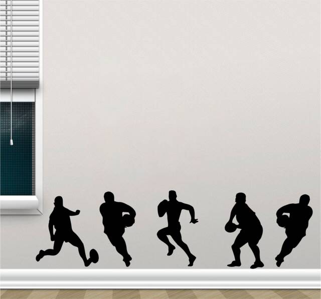 Five Rugby Players Sticker, Vinyl Wall Art Sticker, Transfer, Mural, Stencil, Easy To Apply, Instructions Included, Matt Finish - image 1