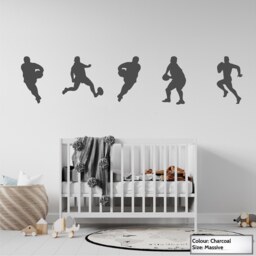 Five Rugby Players Sticker, Vinyl Wall Art Sticker, Transfer, Mural, Stencil, Easy To Apply, Instructions Included, Matt Finish - thumbnail 3