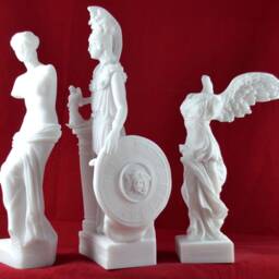 Set Of 3 Greek Goddess Statues, Athena, Aphrodite, Nike, Cast Marble - thumbnail 3