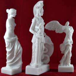 Set Of 3 Greek Goddess Statues, Athena, Aphrodite, Nike, Cast Marble - thumbnail 2