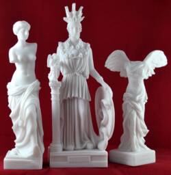Set Of 3 Greek Goddess Statues, Athena, Aphrodite, Nike, Cast Marble - thumbnail 1