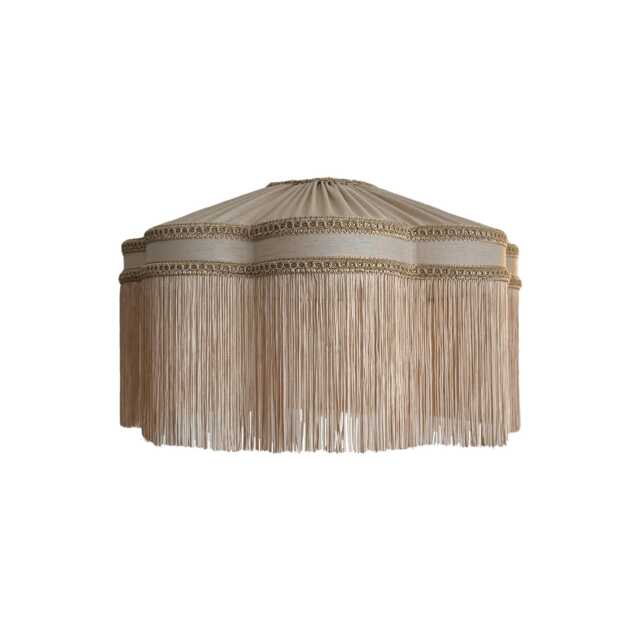 Natural Beige Scalloped Handmade Linen Silk Fringed Lampshade - image 1