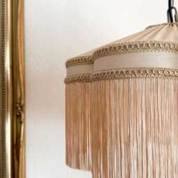 Natural Beige Scalloped Handmade Linen Silk Fringed Lampshade - thumbnail 3
