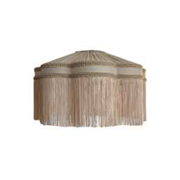 Natural Beige Scalloped Handmade Linen Silk Fringed Lampshade - thumbnail 1