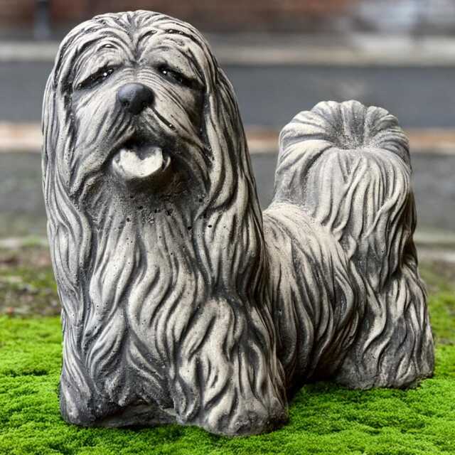 Garden Shih Tzu Sculpture Concrte Dog Statue Stone Memorial Decoration Puppy Ornament Cement Pet Figurine Breed Yard Art - image 1