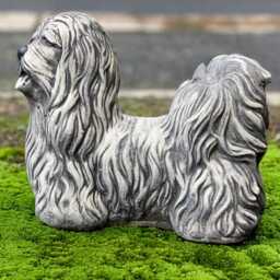 Garden Shih Tzu Sculpture Concrte Dog Statue Stone Memorial Decoration Puppy Ornament Cement Pet Figurine Breed Yard Art - thumbnail 2