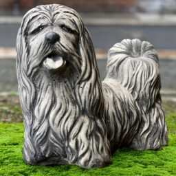 Garden Shih Tzu Sculpture Concrte Dog Statue Stone Memorial Decoration Puppy Ornament Cement Pet Figurine Breed Yard Art - thumbnail 1