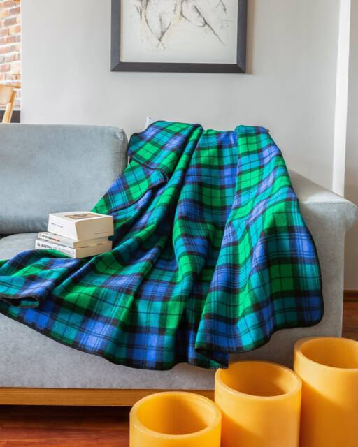 Green Tartan Plaid Throw Blanket, Tv Porch Cozy Couch Sofa Warm Scarf Shawl Blanket - image 1