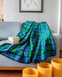 Green Tartan Plaid Throw Blanket, Tv Porch Cozy Couch Sofa Warm Scarf Shawl Blanket - thumbnail 1