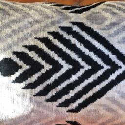 Black Velvet Ikat Pillow Cover Handwoven Silk Accent Cushion - thumbnail 2