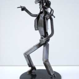 Michael Jackson Scrap Metal Sculpture, Handmade Recycled Steel Art, Unique Valentine Gift For Him - thumbnail 3