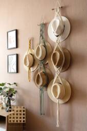 Macrame Hat Holder, Hanger For Wall, Cowboy Hat, Gift Dad, Handmade Furniture, Boho Home Decor, Hat Stand, Valentine Her H01 - thumbnail 1