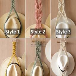 Macrame Hat Holder, Hanger For Wall, Cowboy Hat, Gift Dad, Handmade Furniture, Boho Home Decor, Hat Stand, Valentine Her H01 - thumbnail 2
