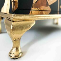 Handmade Antique Chest Of Drawers Gold Leaf Floral Painted Vintage Furniture - thumbnail 4
